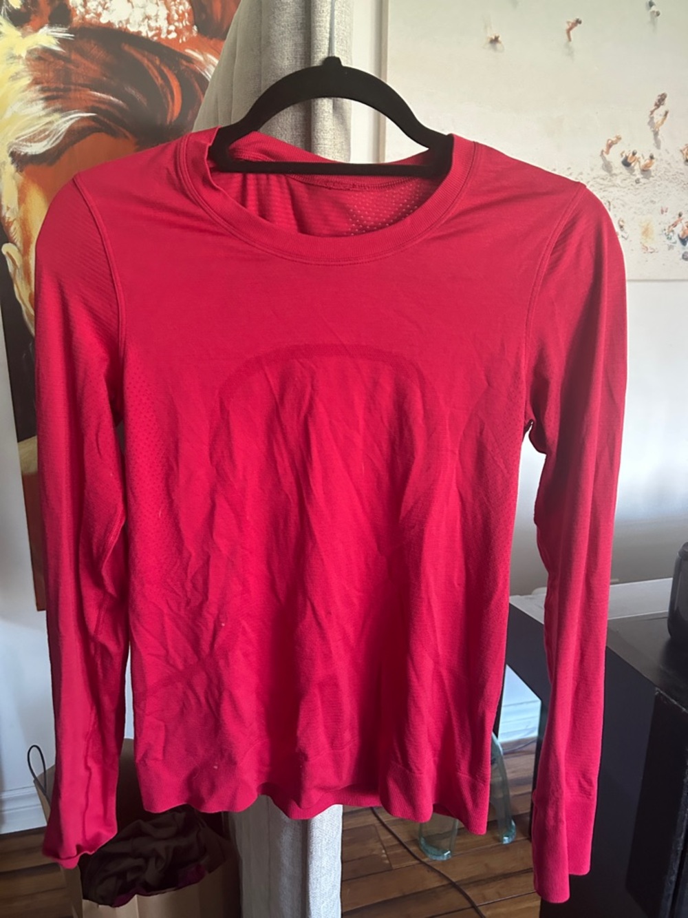 Lulu Long Sleeve Crew Neck Top - red